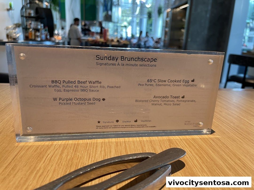 Menu page for the kitchen table