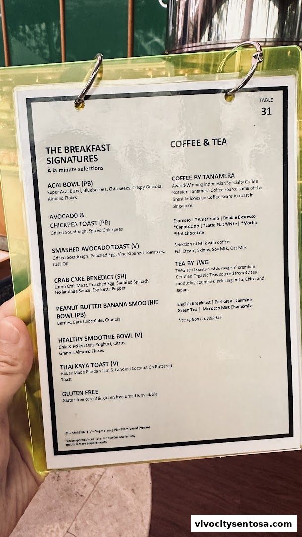 Menu page for the kitchen table