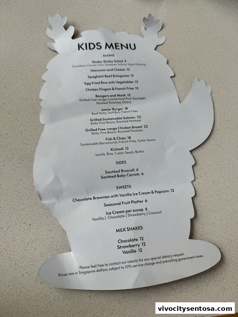 Menu page for the kitchen table