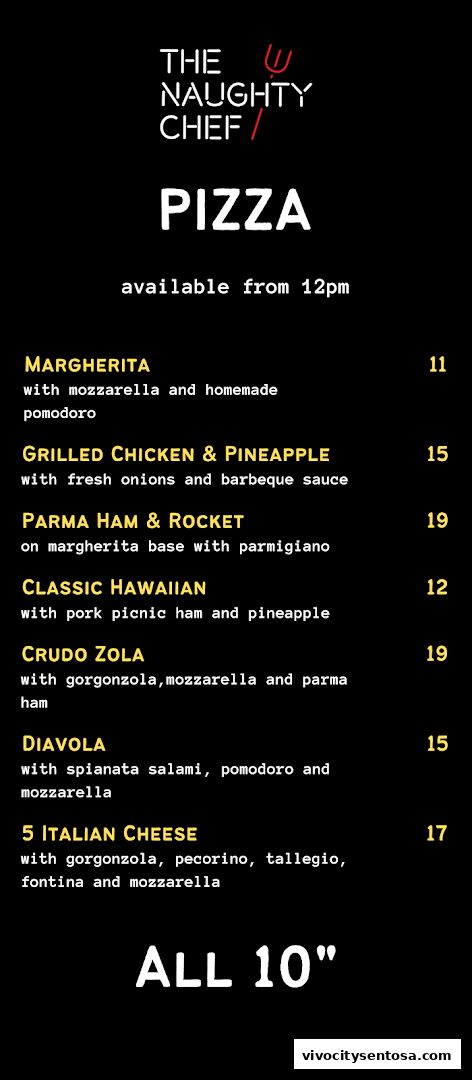 Menu page for The Naughty Chef  Best Coffee  Sandwiches in Sentosa
