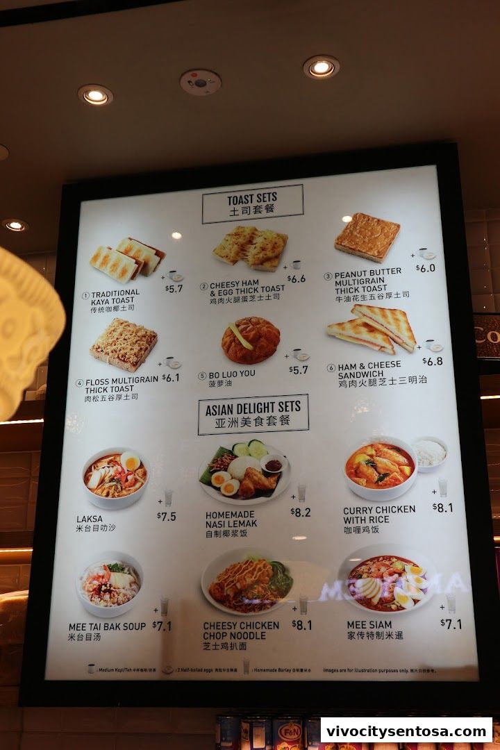 Menu page for Toast Box VivoCity B2