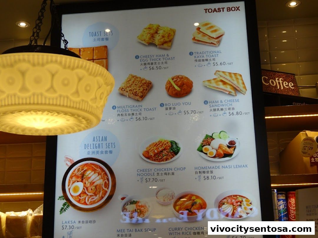Menu page for Toast Box VivoCity B2