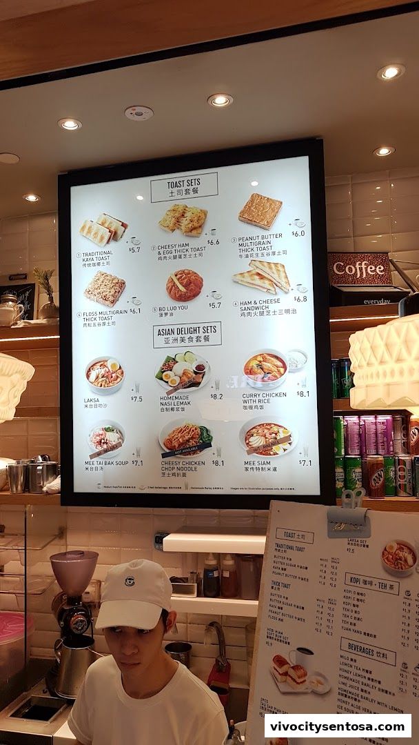 Menu page for Toast Box VivoCity B2