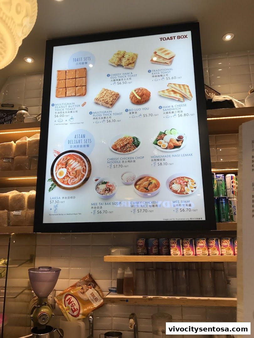 Menu page for Toast Box VivoCity B2