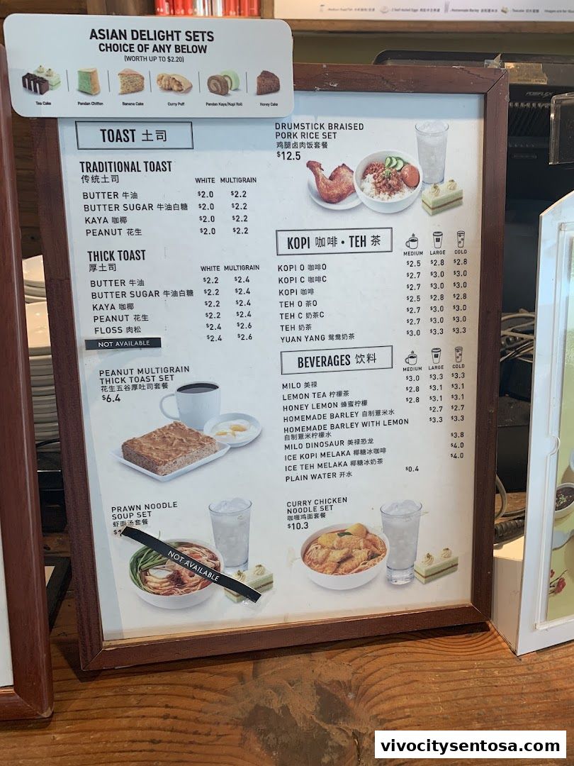 Menu page for Toast Box VivoCity B2