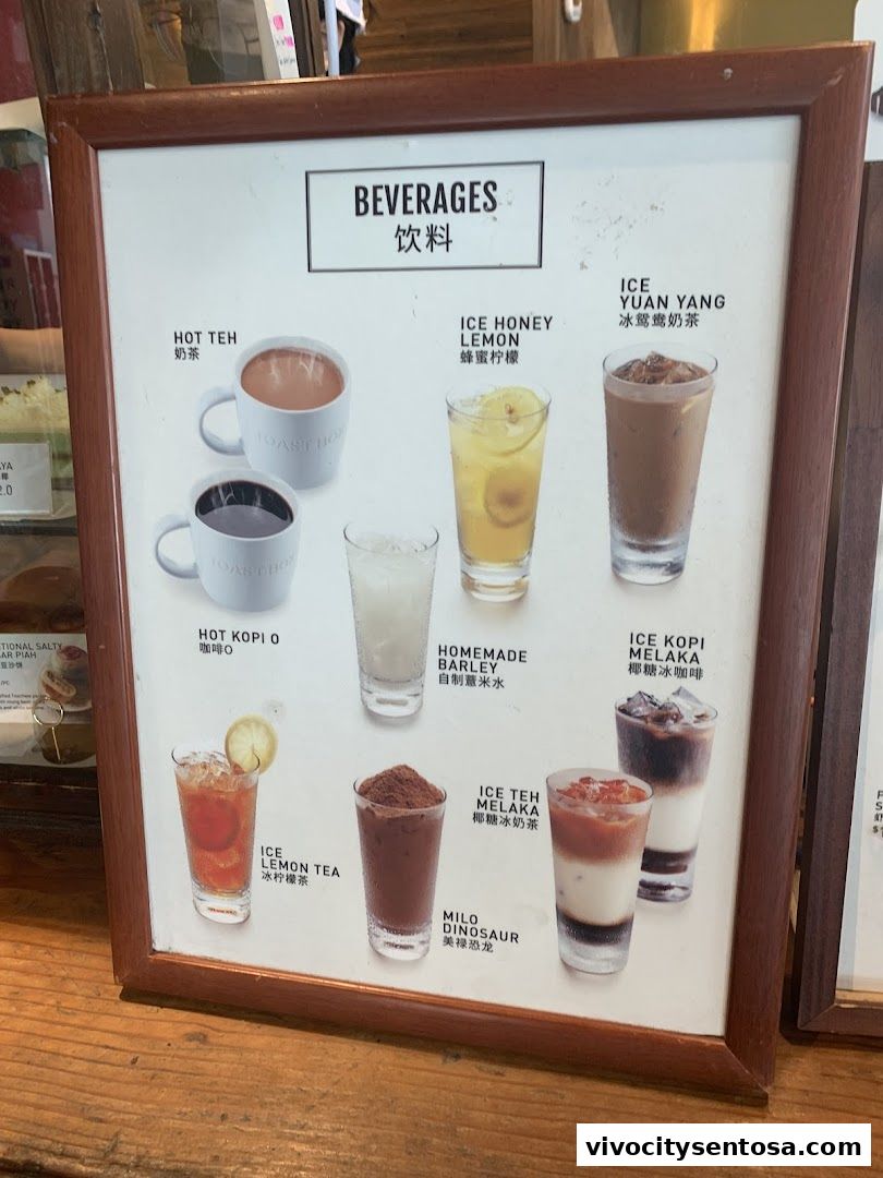 Menu page for Toast Box VivoCity B2