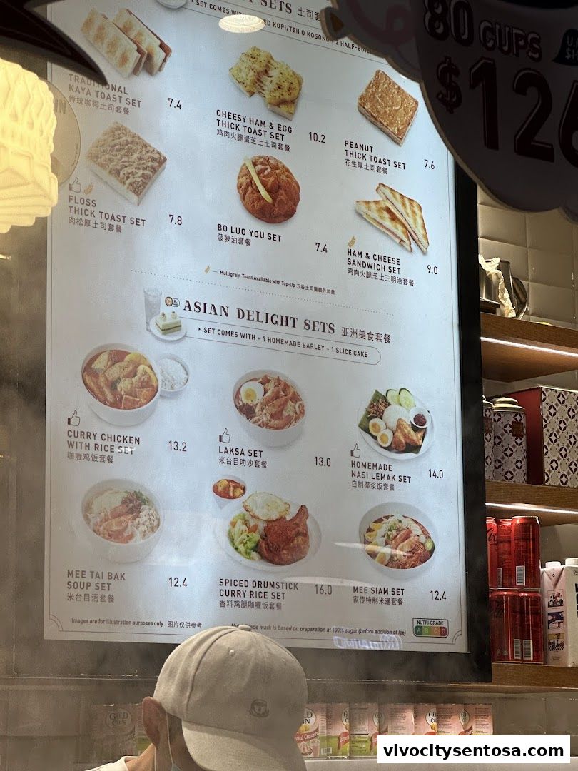 Menu page for Toast Box VivoCity B2
