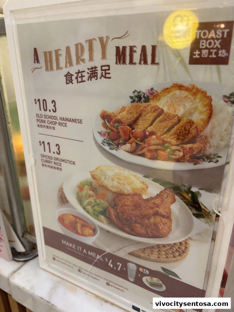 Menu page for Toast Box VivoCity B2