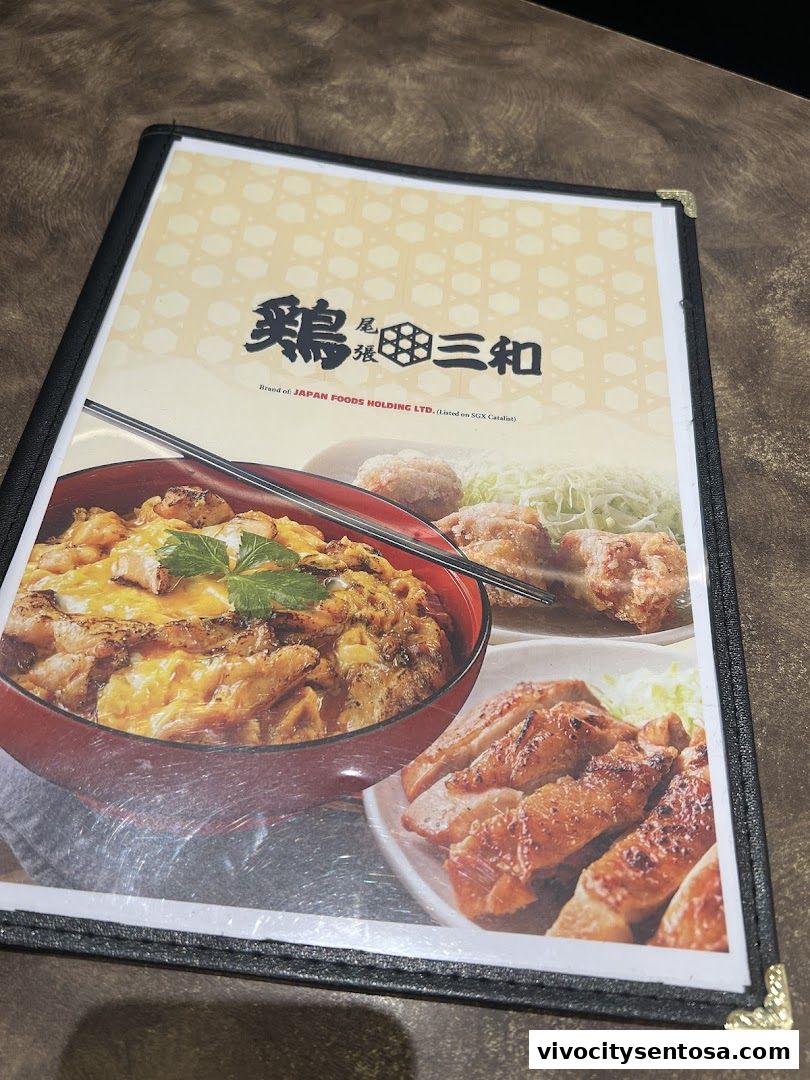 Menu page for Tori Sanwa VivoCity