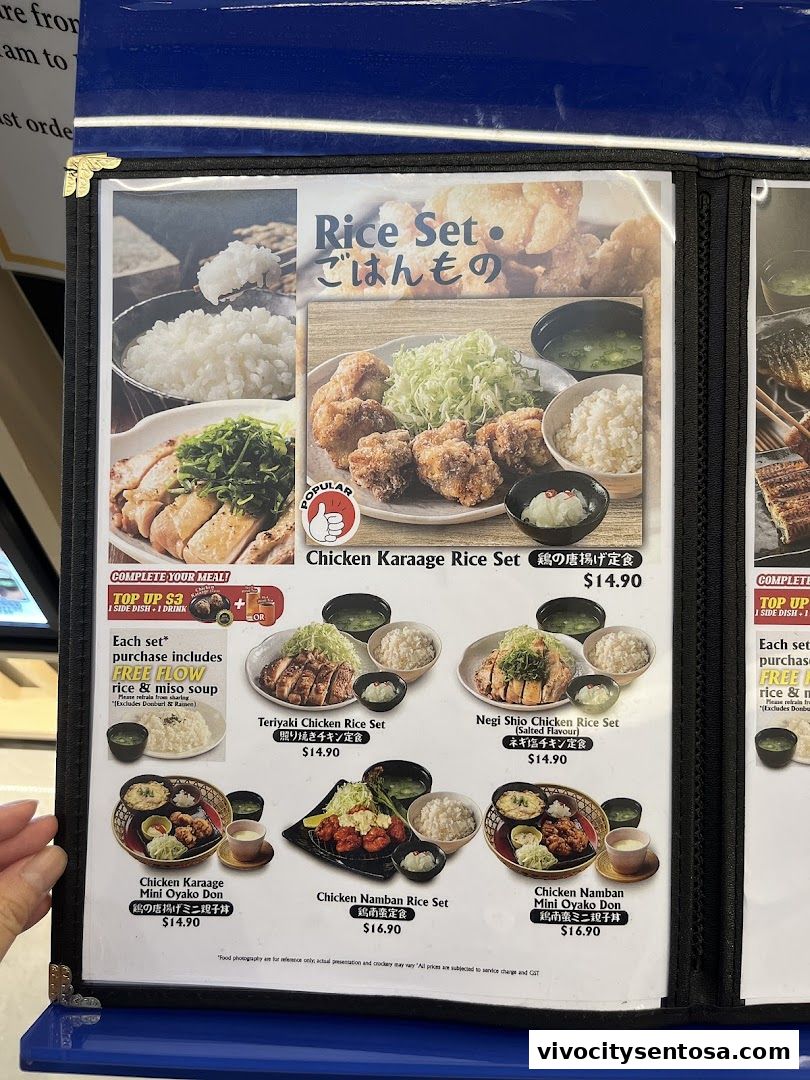 Menu page for Tori Sanwa VivoCity