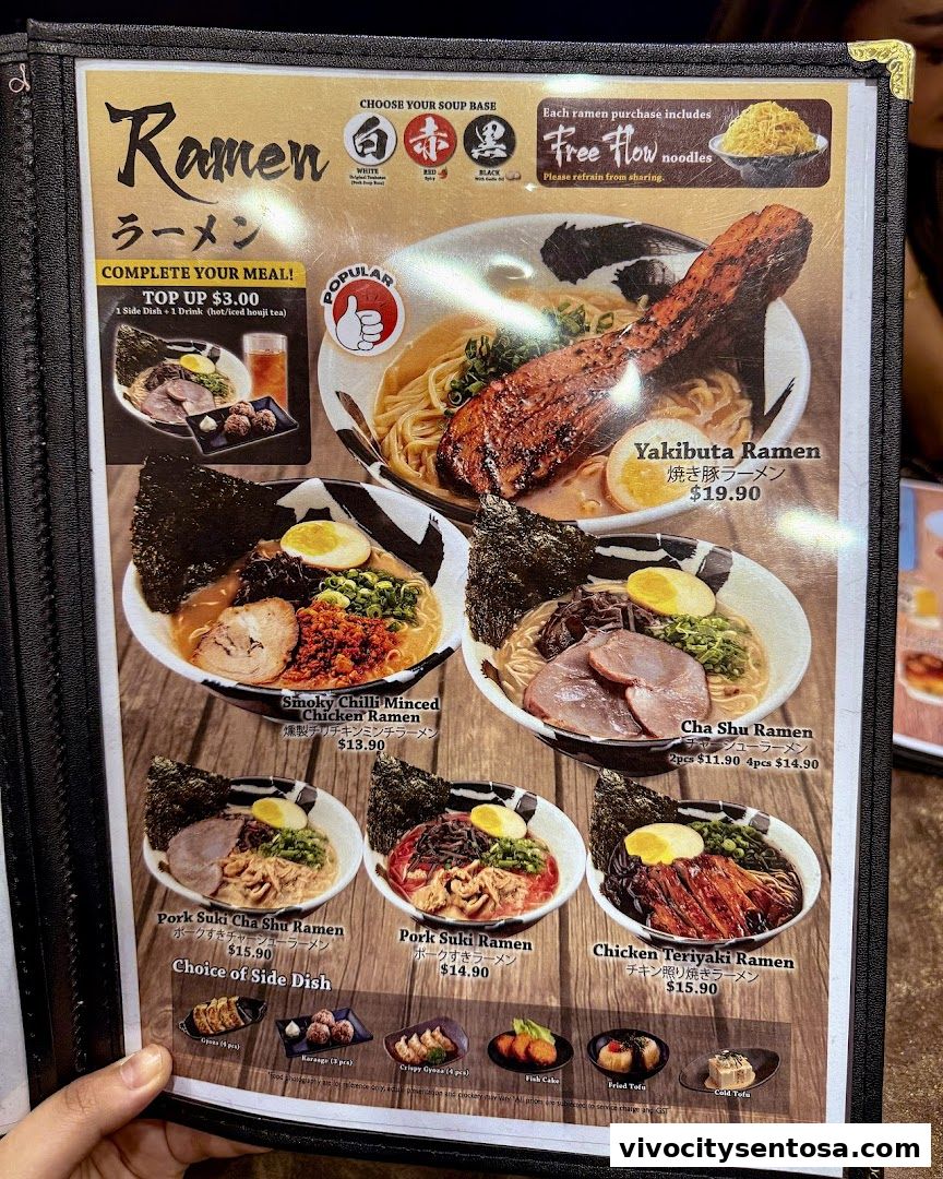 Menu page for Tori Sanwa VivoCity