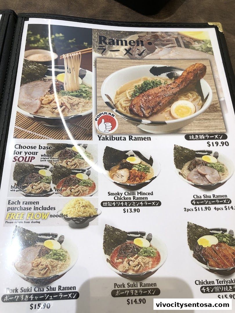 Menu page for Tori Sanwa VivoCity