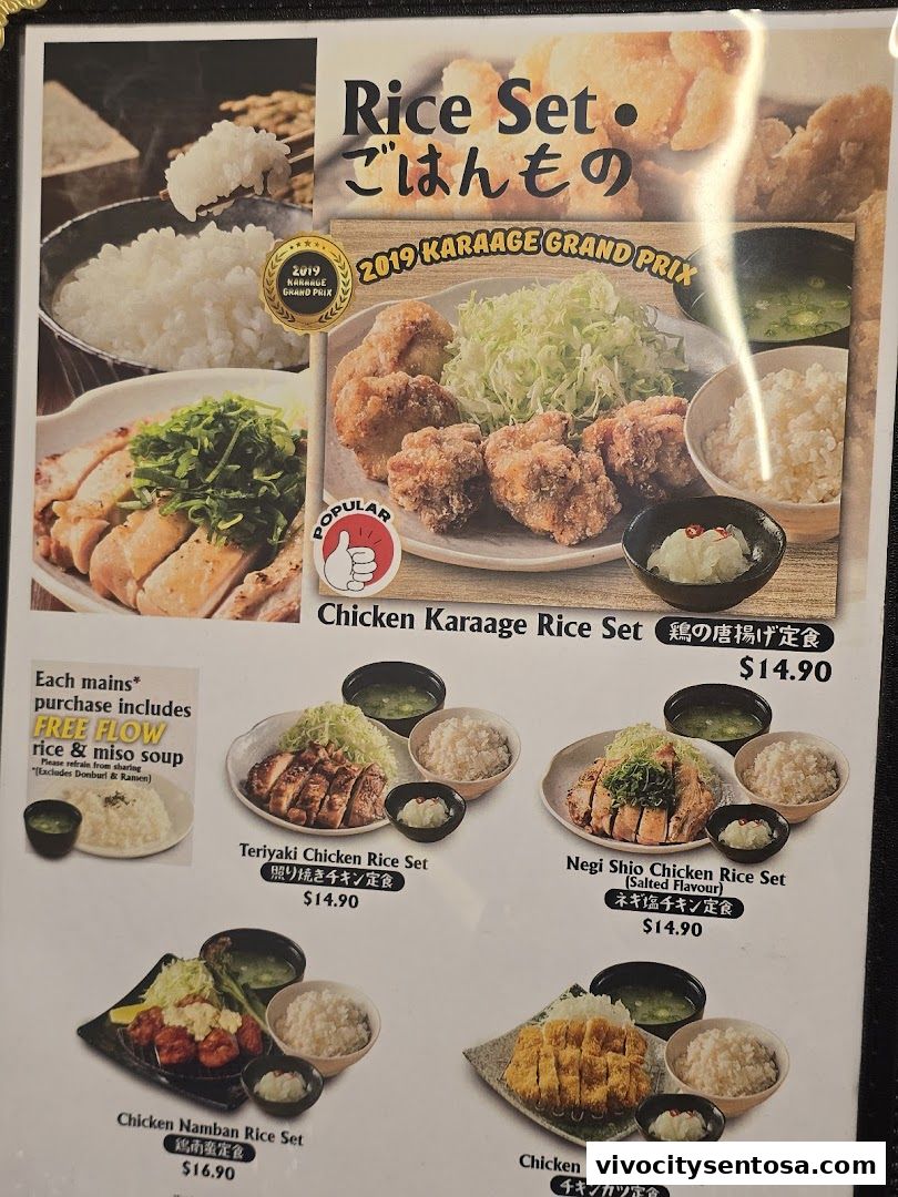 Menu page for Tori Sanwa VivoCity