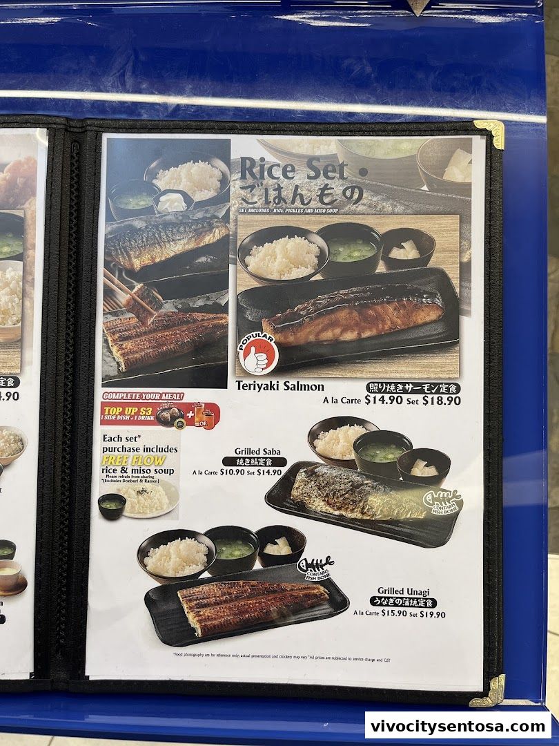 Menu page for Tori Sanwa VivoCity
