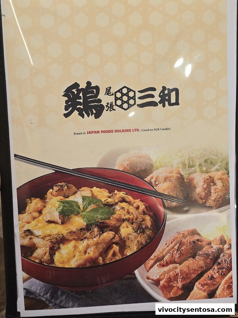 Menu page for Tori Sanwa VivoCity