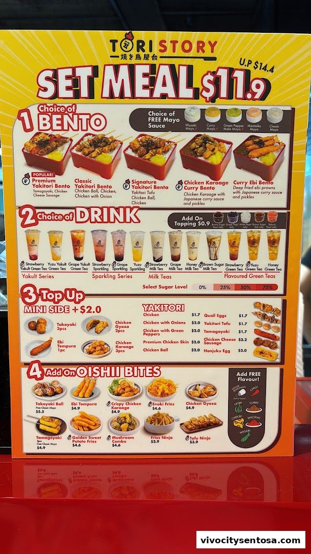 Menu page for Tori Story