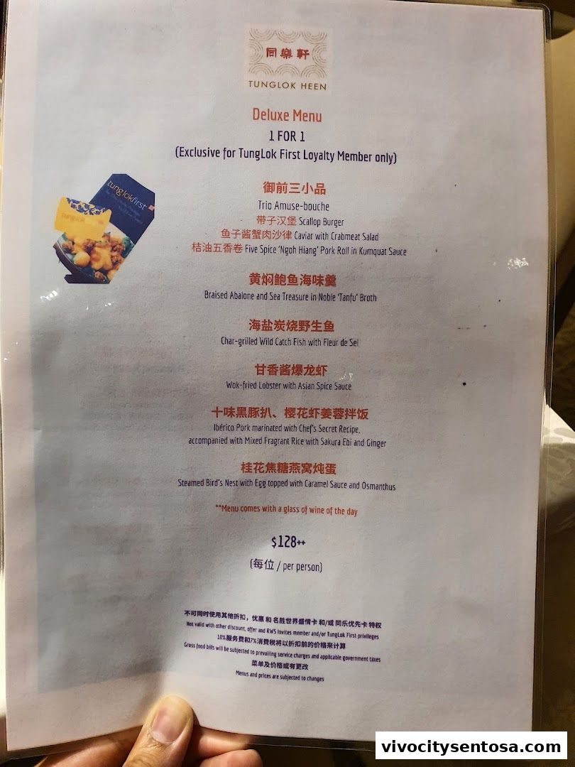 Menu page for TungLok Heen