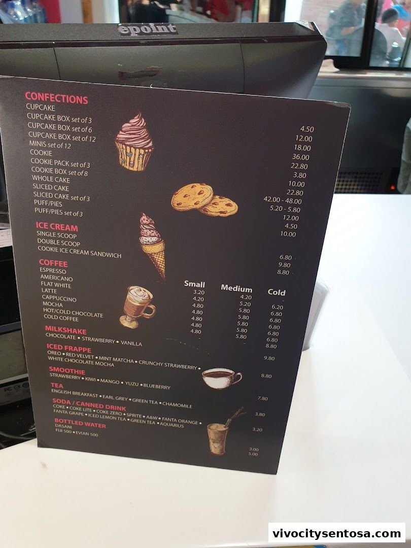 Menu page for Twelve Cupcakes