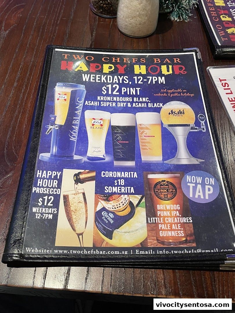 Menu page for Two Chefs Bar
