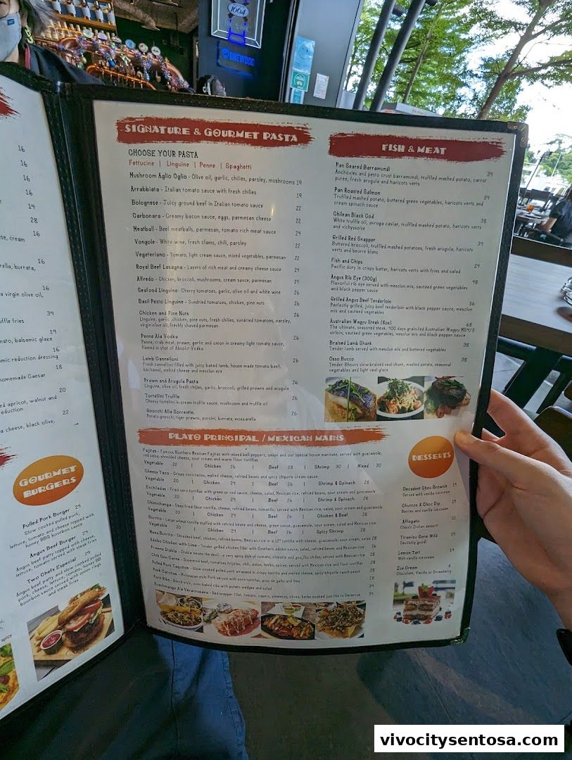 Menu page for Two Chefs Bar