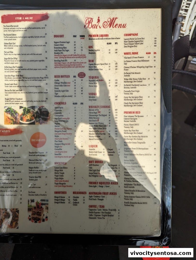 Menu page for Two Chefs Bar