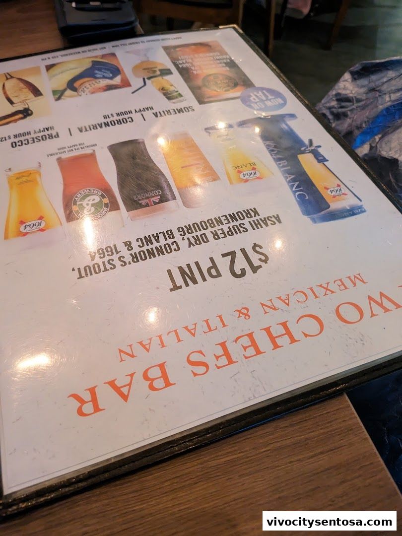 Menu page for Two Chefs Bar