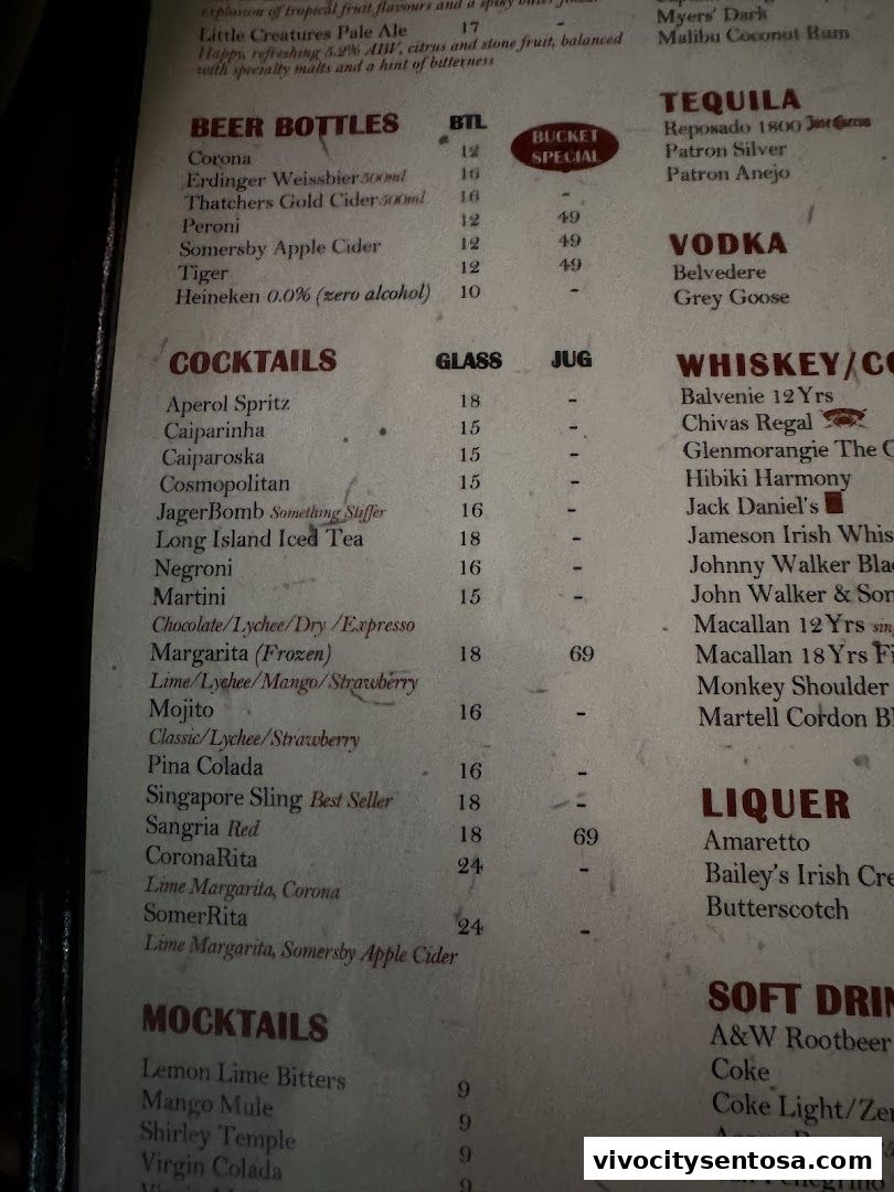 Menu page for Two Chefs Bar