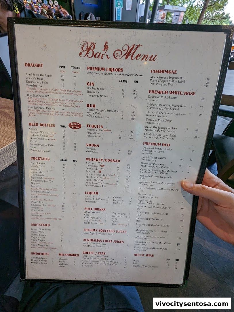 Menu page for Two Chefs Bar