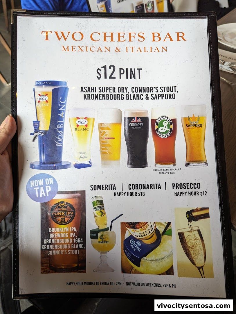Menu page for Two Chefs Bar
