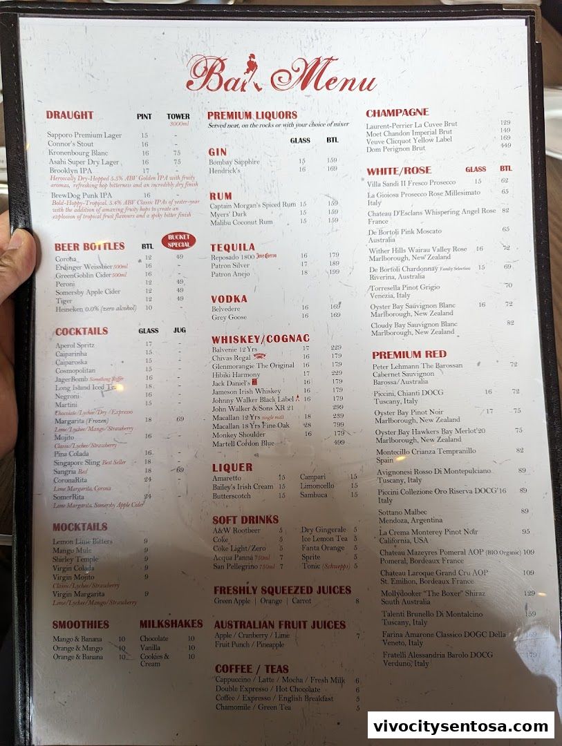 Menu page for Two Chefs Bar