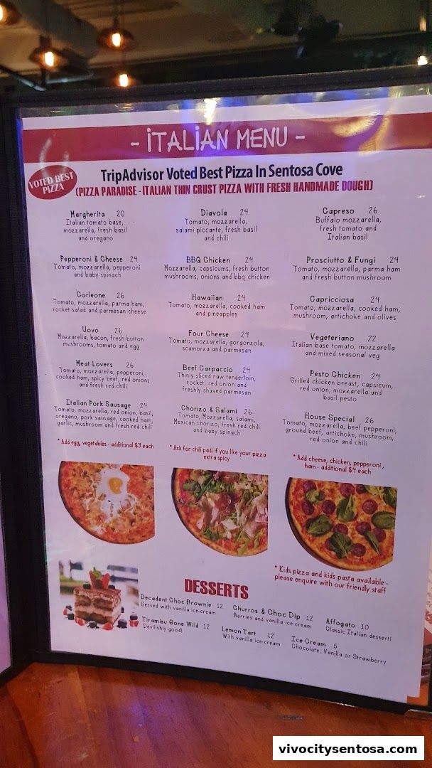 Menu page for Two Chefs Bar