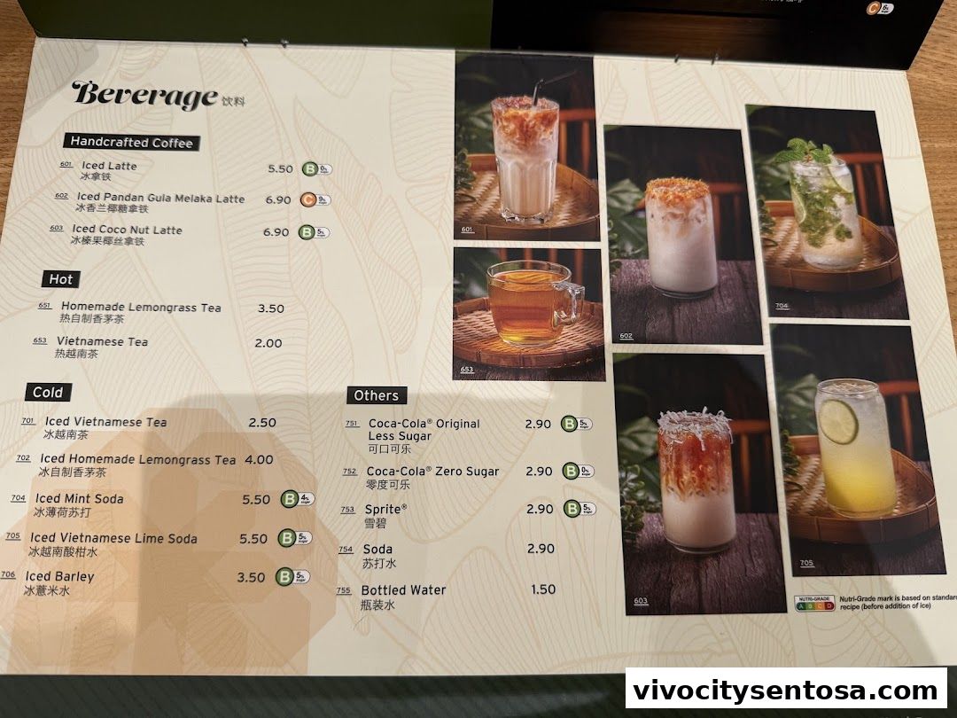 Menu page for VietSmith - Vivo City