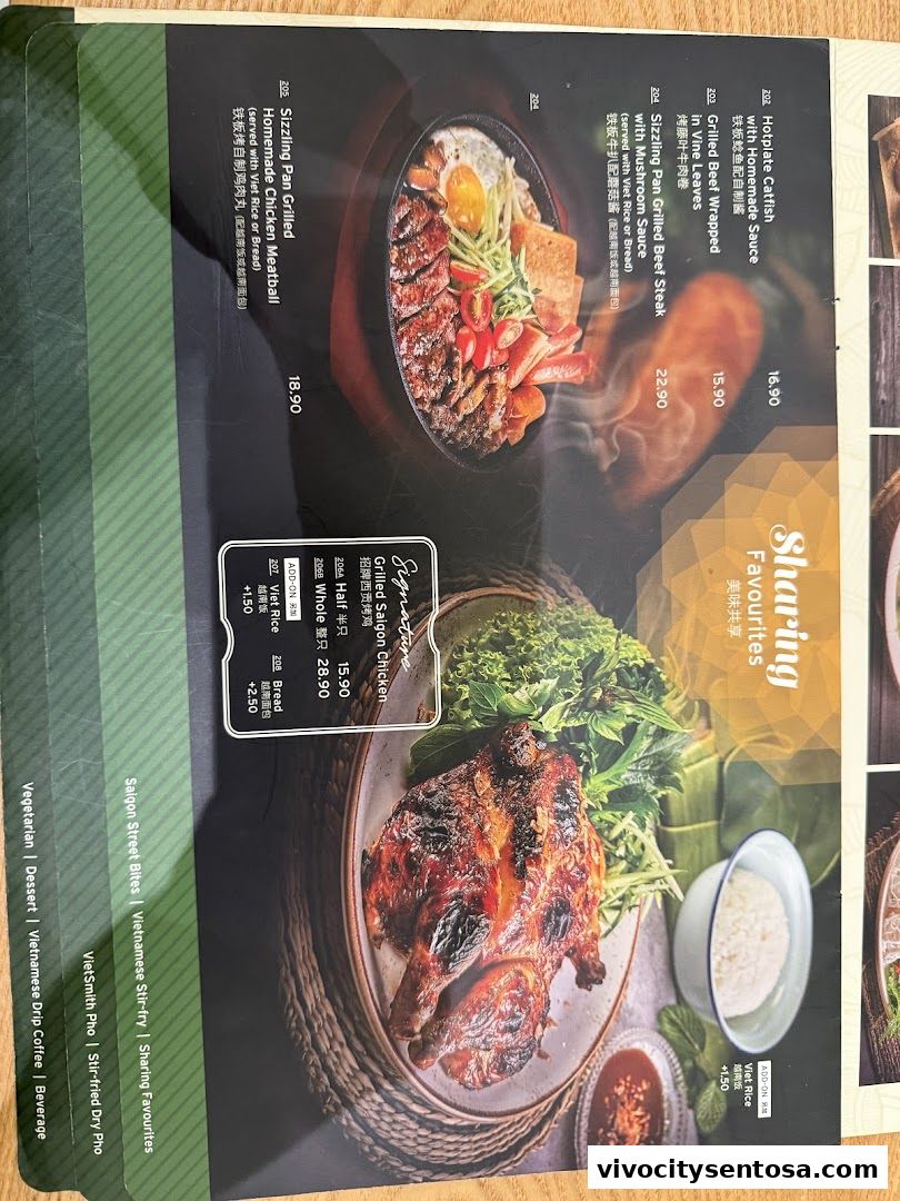 Menu page for VietSmith - Vivo City