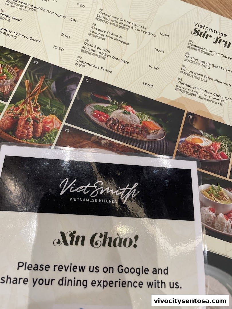 Menu page for VietSmith - Vivo City