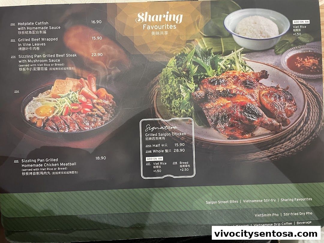 Menu page for VietSmith - Vivo City