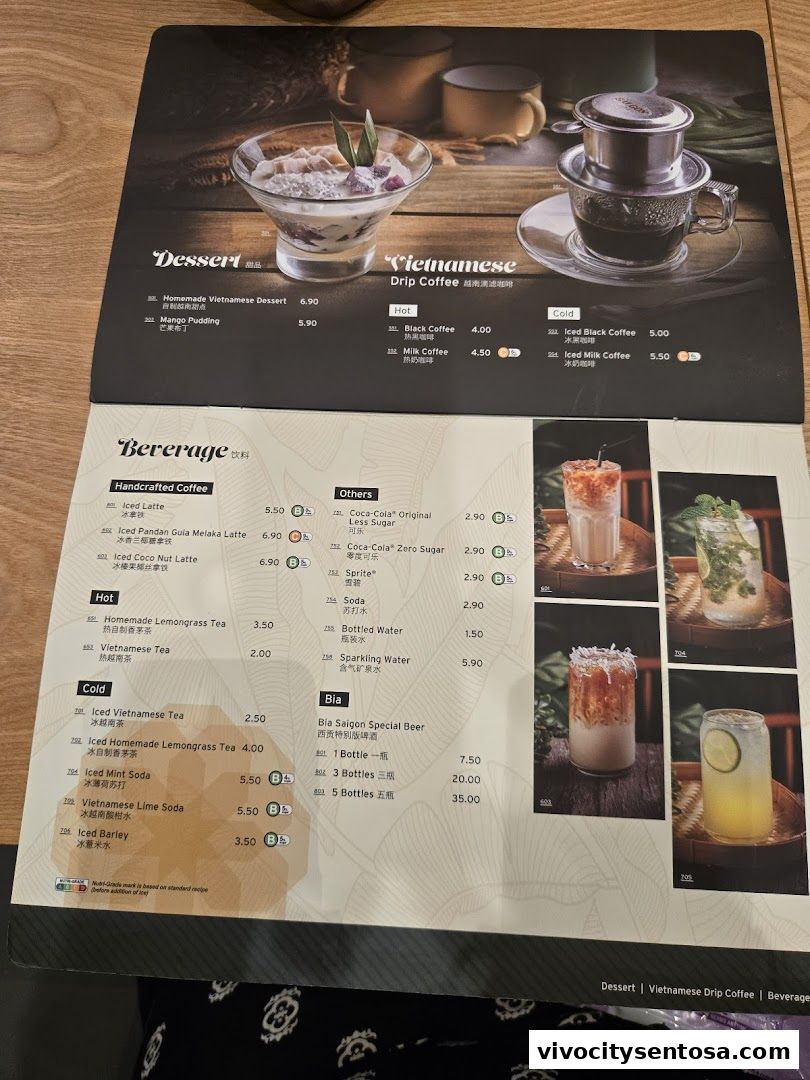 Menu page for VietSmith - Vivo City