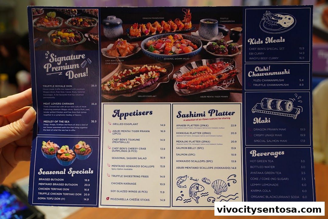 Menu page for Waa Cow! Vivocity