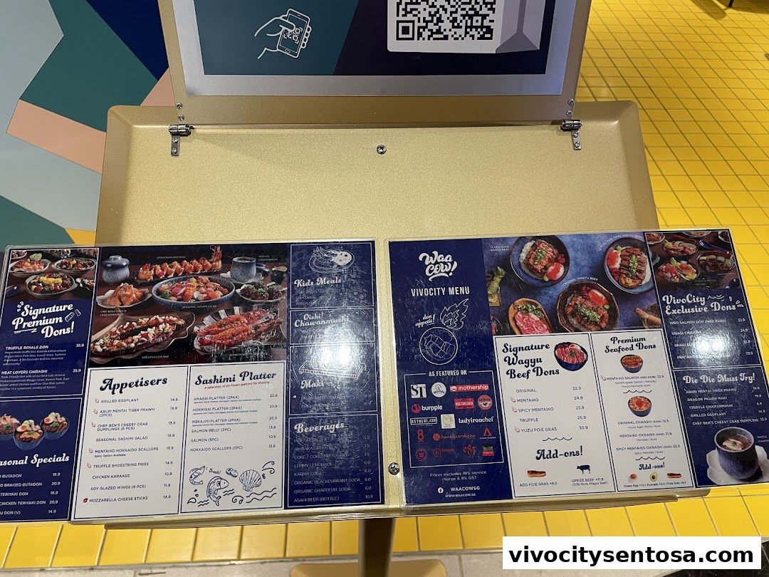 Menu page for Waa Cow! Vivocity
