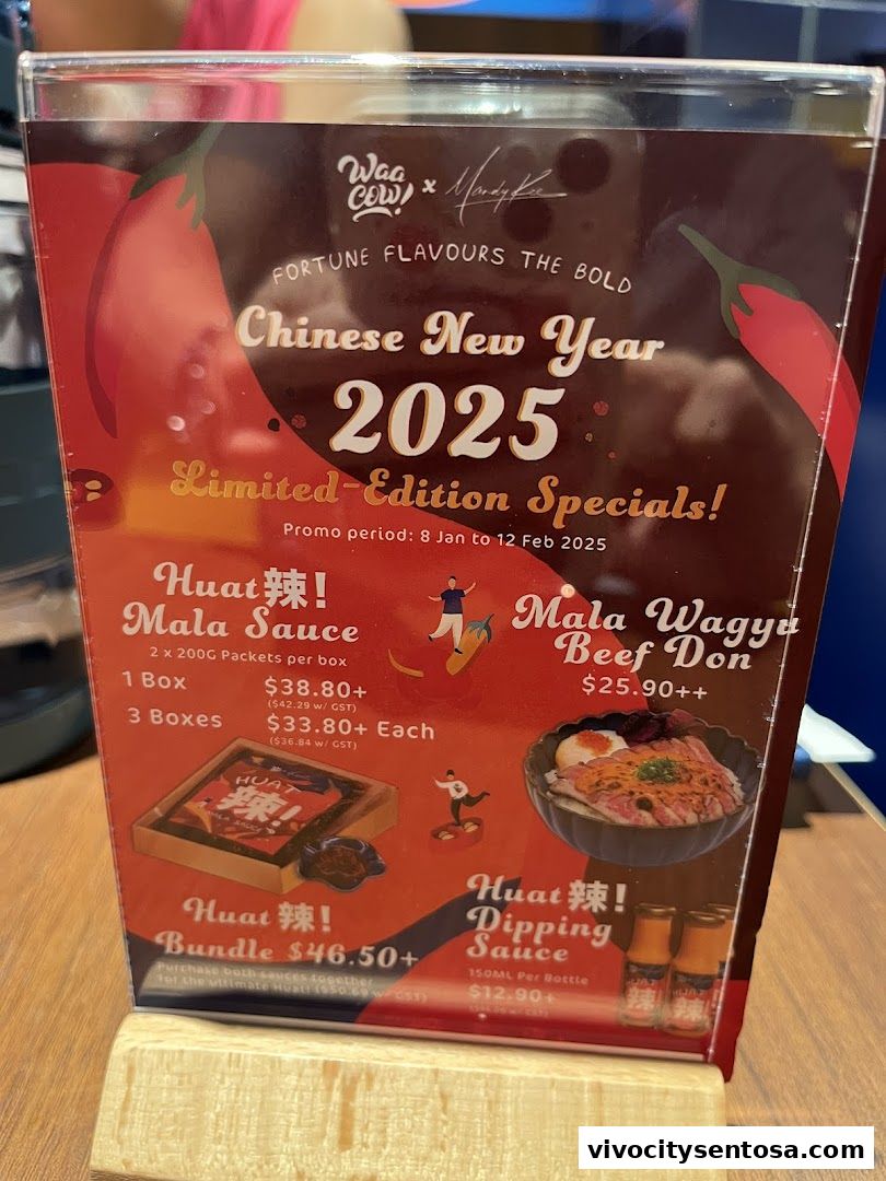 Menu page for Waa Cow! Vivocity