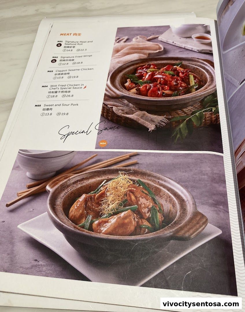Menu page for White Restaurant VivoCity