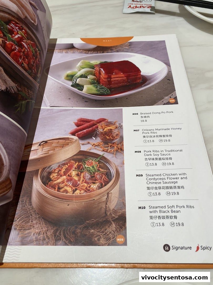 Menu page for White Restaurant VivoCity
