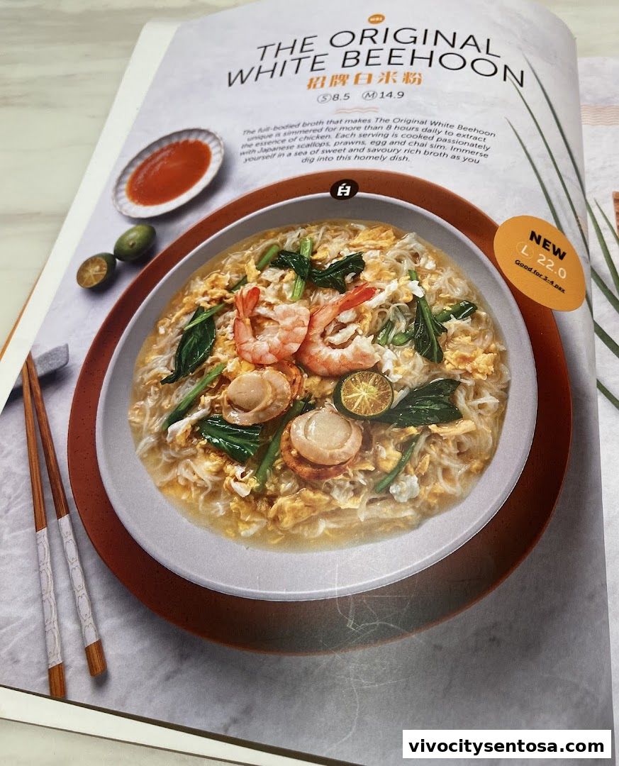 Menu page for White Restaurant VivoCity