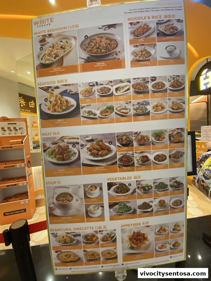 Menu page for White Restaurant VivoCity