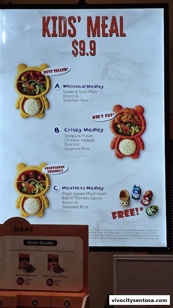 Menu page for White Restaurant VivoCity