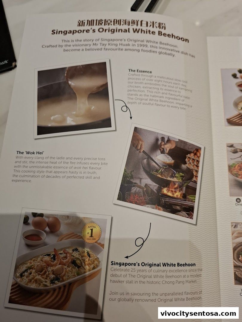 Menu page for White Restaurant VivoCity