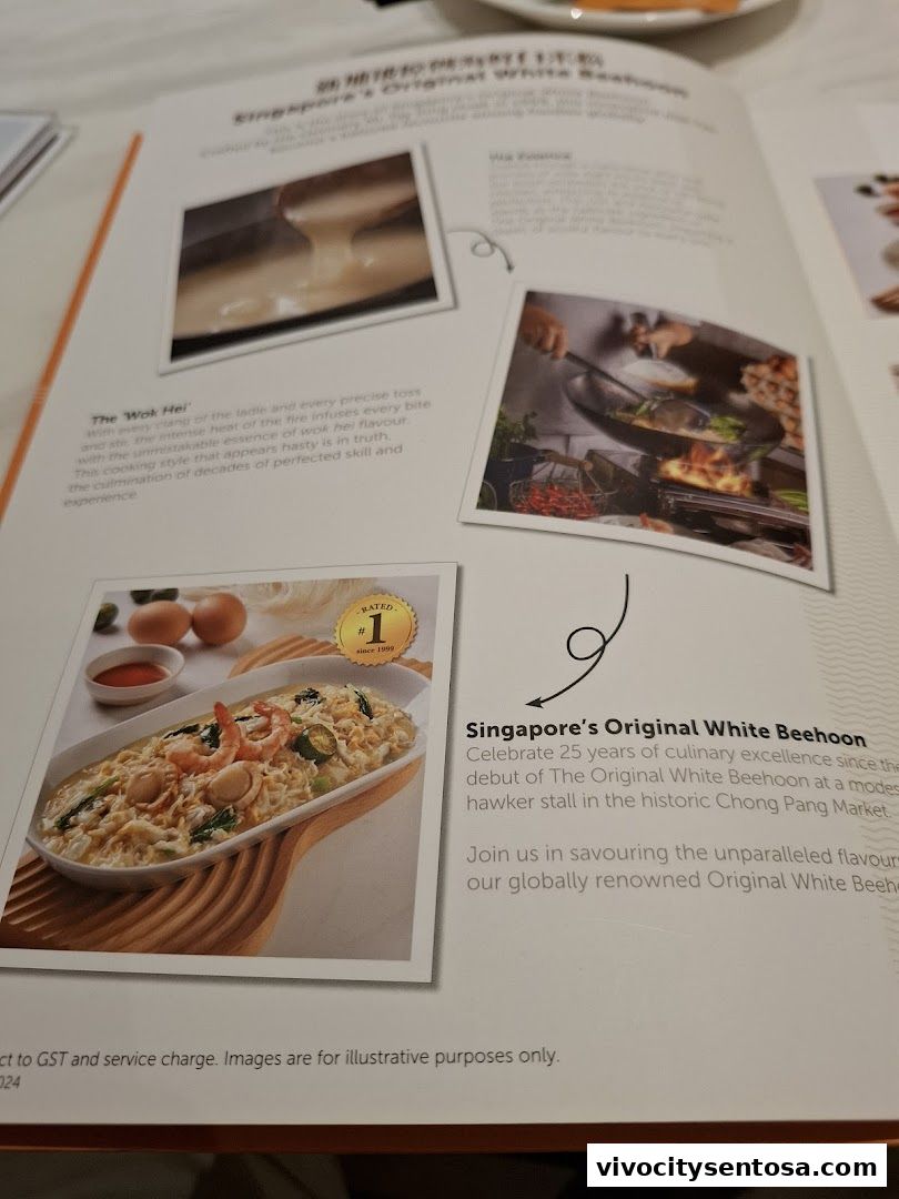 Menu page for White Restaurant VivoCity