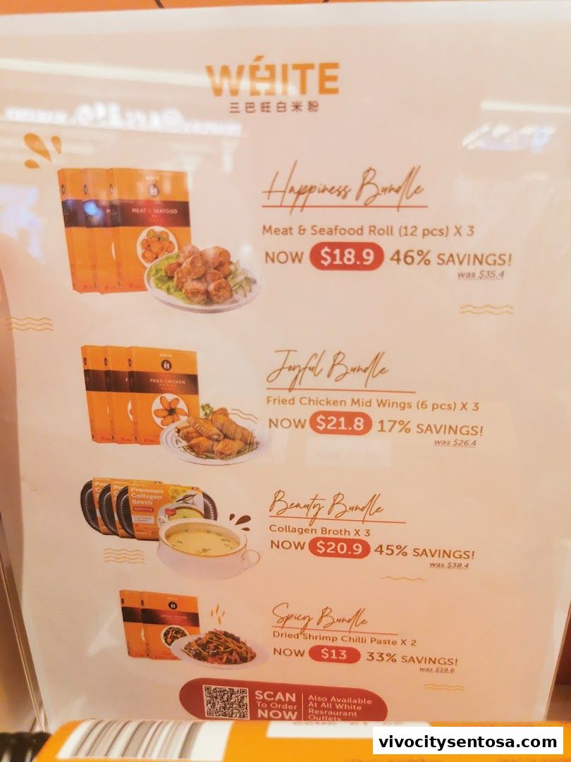 Menu page for White Restaurant VivoCity