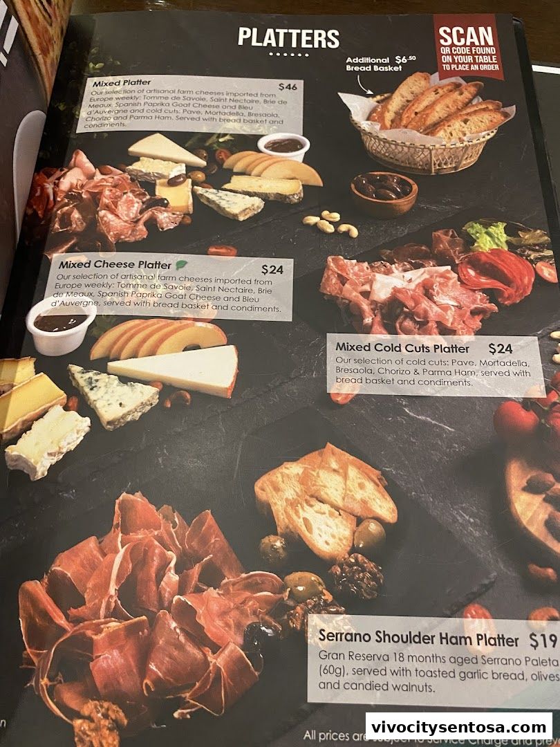 Menu page for Wine Connection Bistro VivoCity
