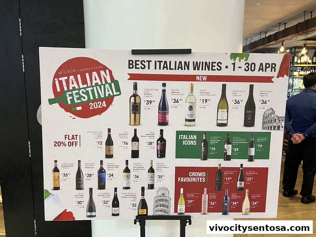 Menu page for Wine Connection Bistro VivoCity