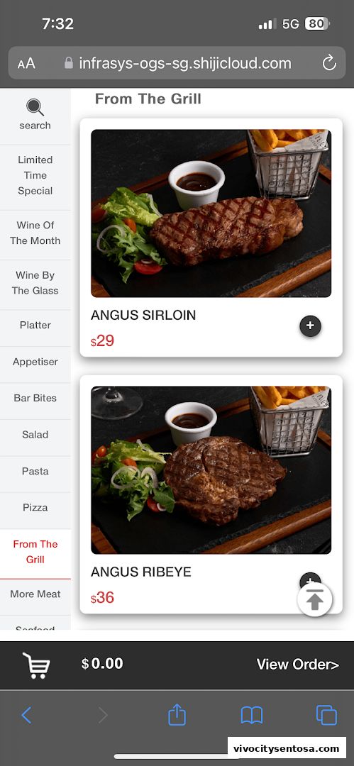 Menu page for Wine Connection Bistro VivoCity